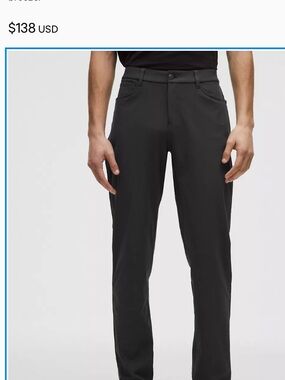 Lululemon Men’s ABC Slim-Fit Trouser in Warpstreme Fabric dark gray obsidian
